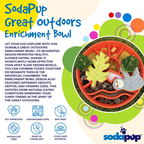 SodaPup Enriching Slow Feeder Great Outdoors Ebowl for Dogs Green For Cheap