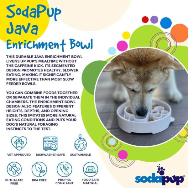 SodaPup Enriching Slow Feeder Java Ebowl for Dogs Coffee Bean Sale